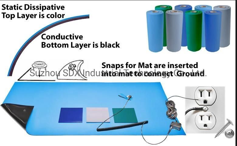 2mm Blue Anti-Static Grounding Mat ESD Table Rubber Workbench Matting Roll Antistatic ESD Mat for Cleanroom
