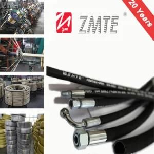 Ce Certified Black/Blue/Red Fiber Biraded Rubber Hose for Hydraulic