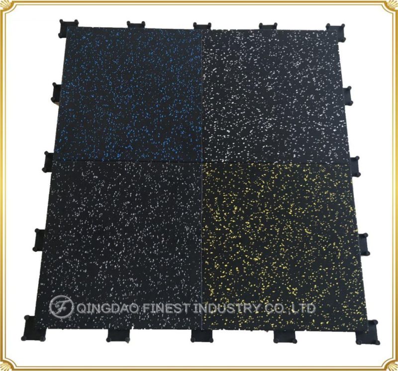 2019 China Manufacturer Wholesale New Style Composite Premium Crossfit Rubber Gym Tile Mat Flooring with Plastic Locking Parts for Gyms Fitness Equipment