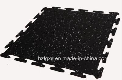 Black Color Rubber Floor Mat Interlock Rubber Tile for Gym