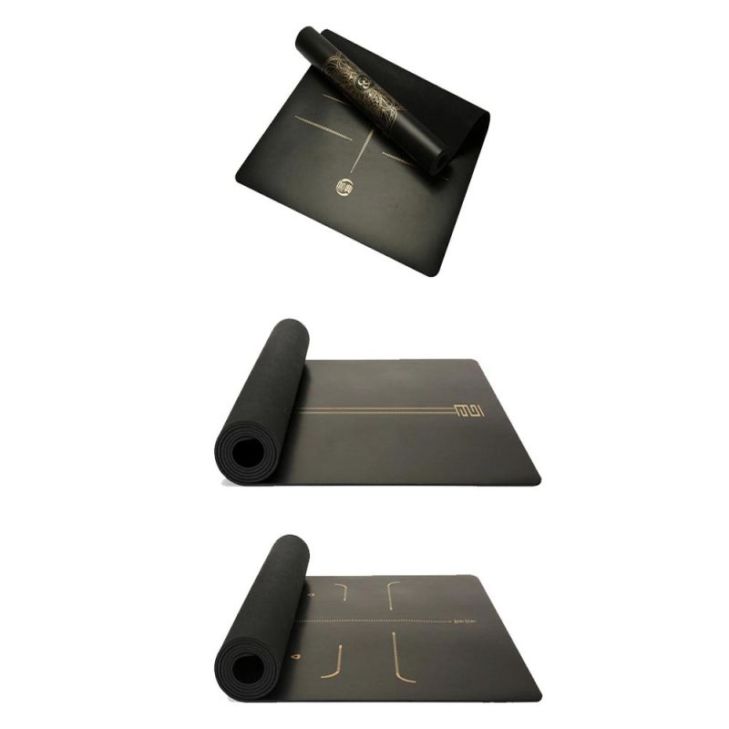 Eco Friendly Great Cushioning PU Leather Rubber Black Yoga Mat
