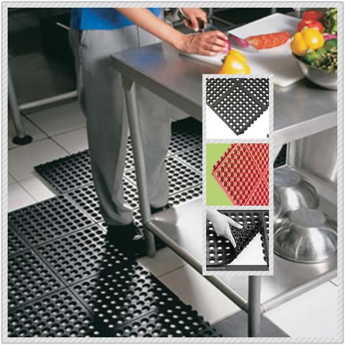 Waterproof Holes Hollow Interlock Rubber Kitchen Floor Mats