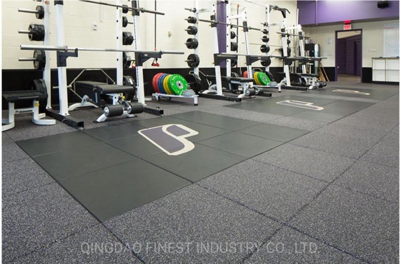 2019 China Manufacturer Wholesale New Style Composite Premium Crossfit Rubber Gym Tile Mat Flooring with Plastic Locking Parts for Gyms Fitness Equipment