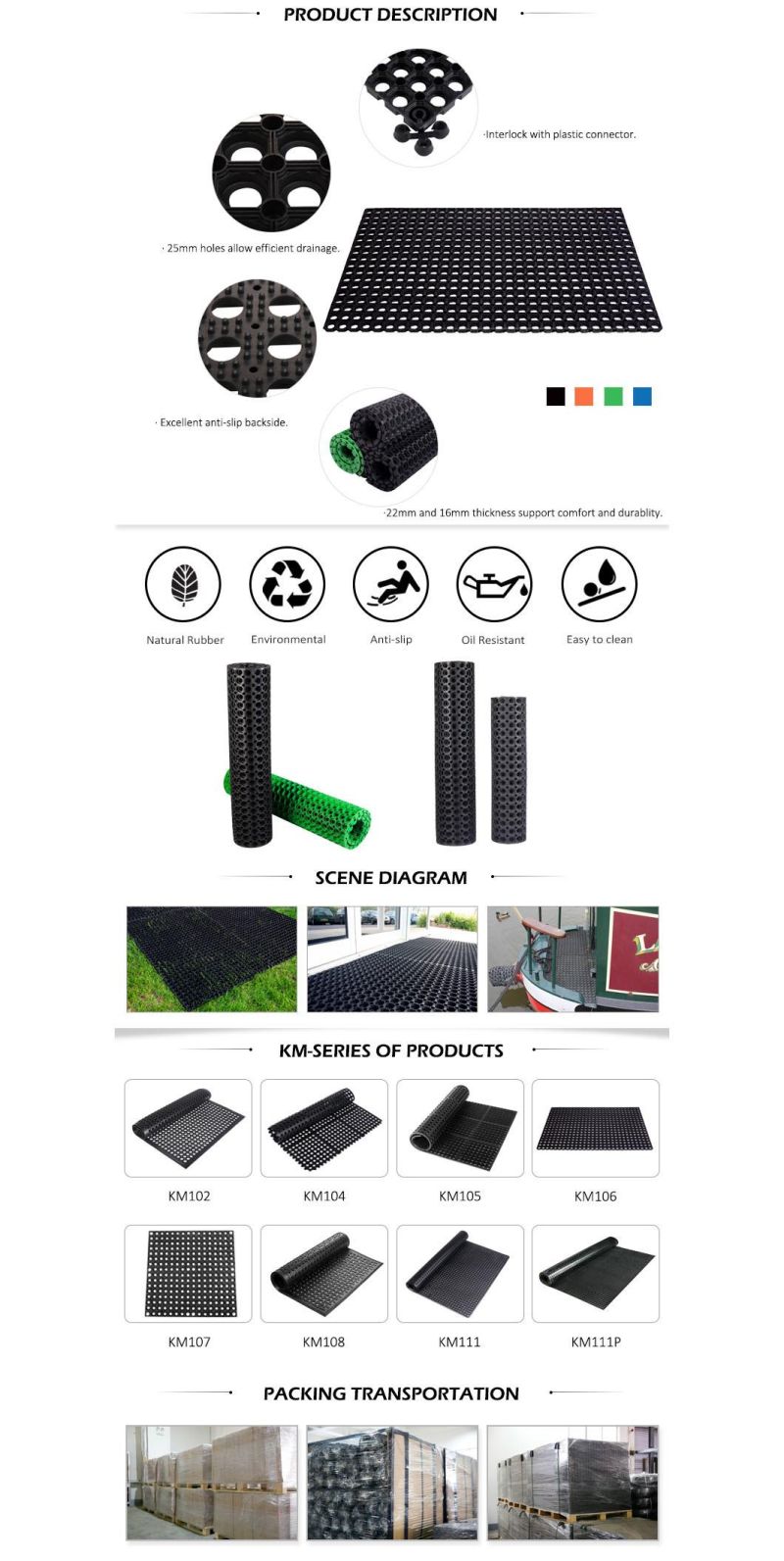 Big Discount Heavy Duty Rubber Anti Slip Black Grass and Snow Mat