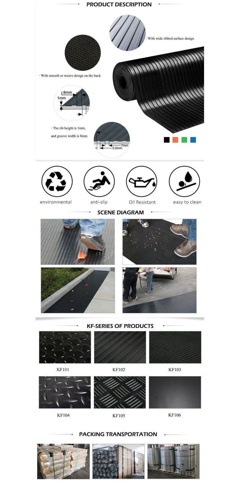 Heavy Duty Anti Fatigue Rubber Workshop Floor Mat 3-6mm