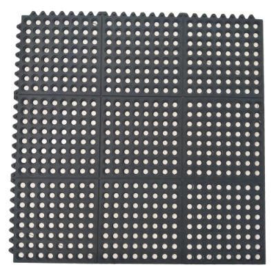 Hot Sale Interlocking Anti Slip Kitchen Flooring Rubber Ring Mat Sheet with Holes Price