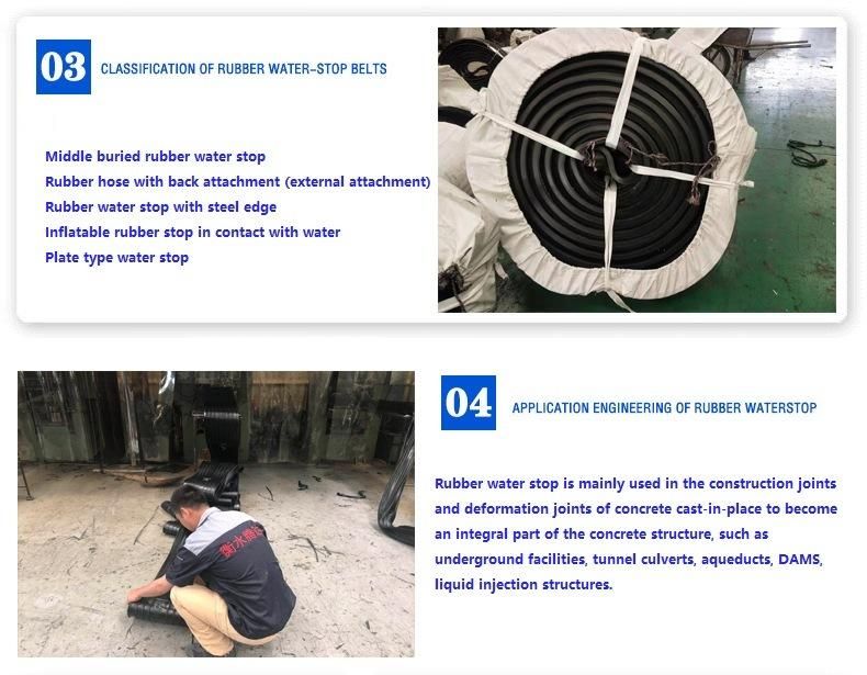 Jubo PVC/Rubber Waterstop Tape Waterproof Materials for Infrastructure Projects