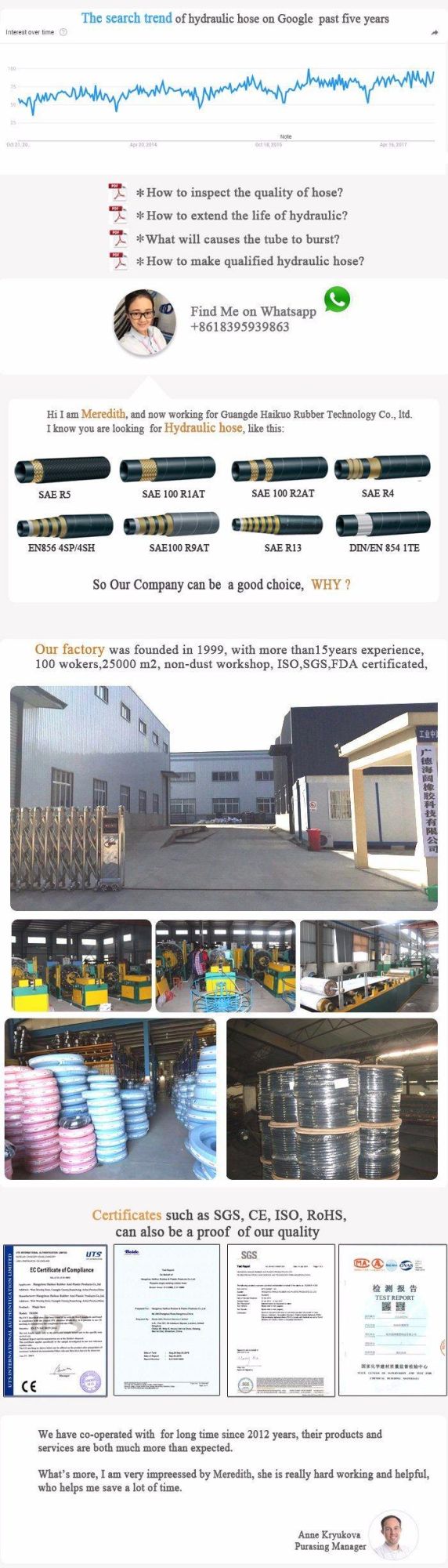 High Pressure Rubber Hose Colorful Smooth Surface Hydraulic Hose