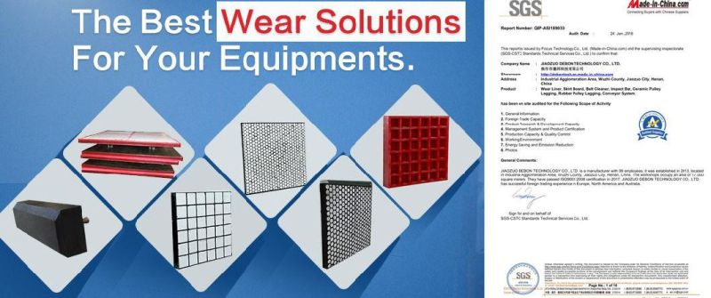Lining Skirtboard Rubber Ceramic Pad Hex Ceramic Liner Chute Stainless Steel Ceramic Liner