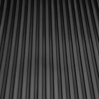 Anti-Slip Rubber Flooring Black Wide Ribbed Synthetic Rubber Matting