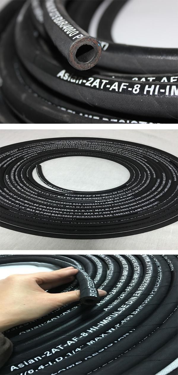 Smooth Cloth Rubber High Pressure Hydraulic Hose Assembly for Conveying with NBR
