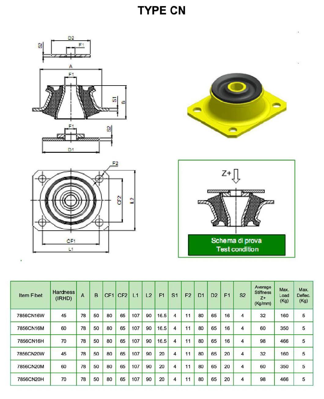 Cn Rubber Mounting, Shock Absorber with 50-70 Shore a