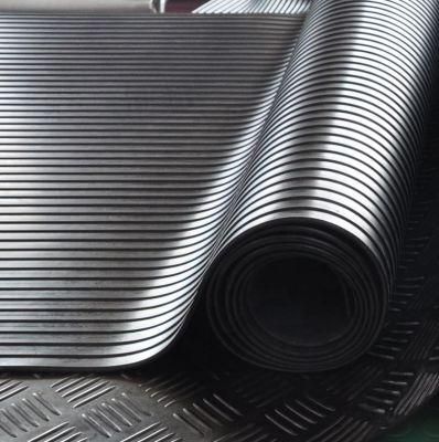Anti Slip Fine Thin Narrow Ribbed Corrugated Sheet Insulation Rubber Flooring Mat for Workshop
