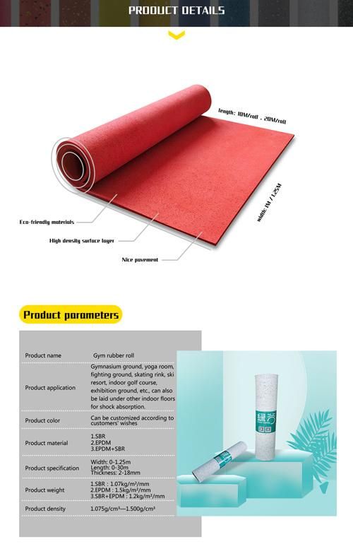 Anti-Shock Rubber Flooring Rolls Rubber Mats for Gym