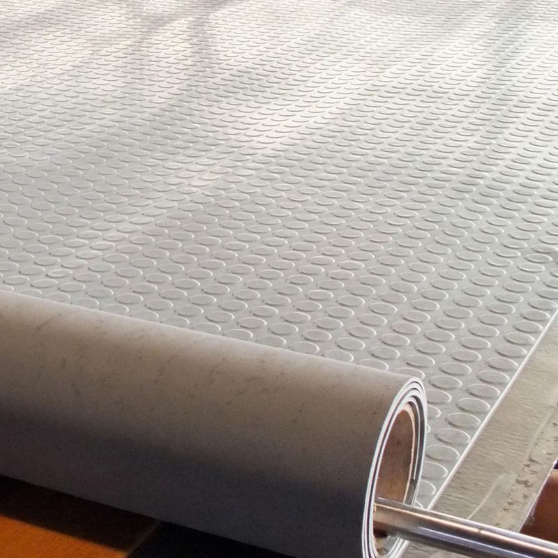 Gray Anti-Slip Rolled Rubber Floor Mats Round Stud Rubber Sheet
