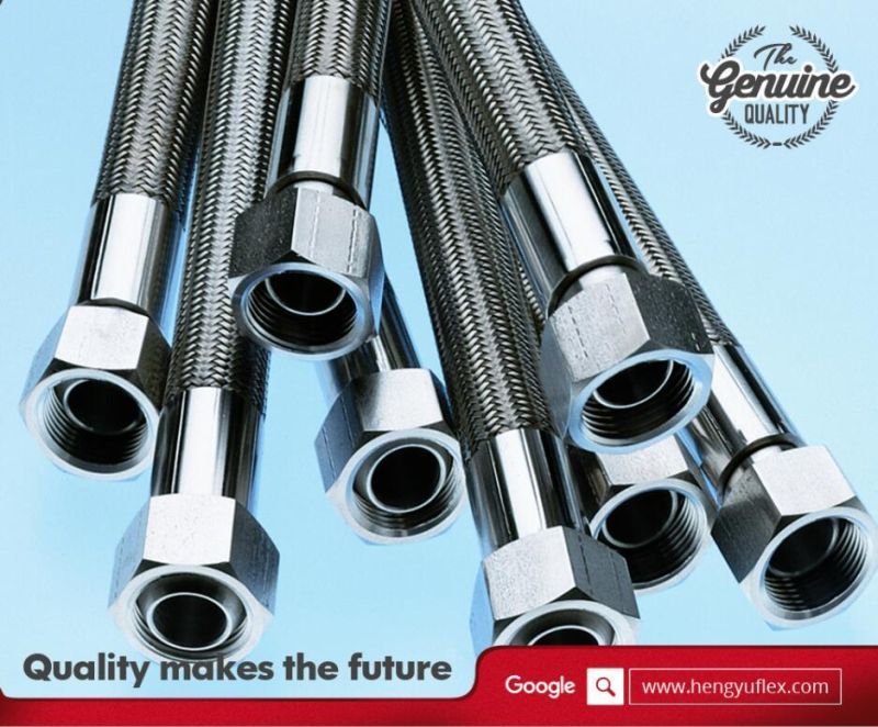 Factory Supply 1 Meter Stainless Steel Wire Braided PTFE Teflon Hose with Flange Joint