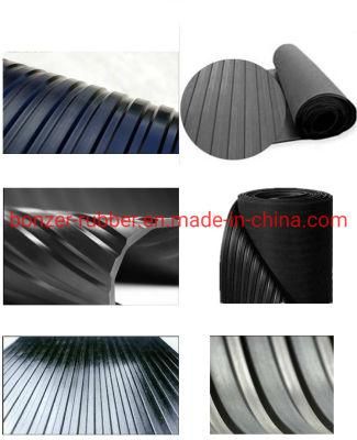 Black Board Wide Ribbed Rubber Mat / Anti Slip Rubber Flooring / Rubber Sheet