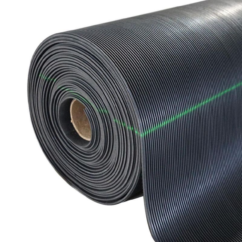 Fine/Corrugated/Narrow Ribbed Anti Slip Vulcanized Wear Resistant Rubber Mat Flooring Sheet Rubber Floor