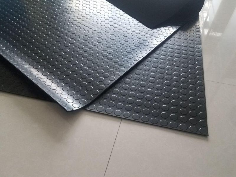 Round Button Rubber Sheet, Stud Rubber Sheet for Flooring Rolls with Red, Black Color