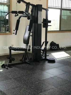 Black with Green Fleck Anti-Slip Fire-Resistant Rubber Flooring for Home Gym