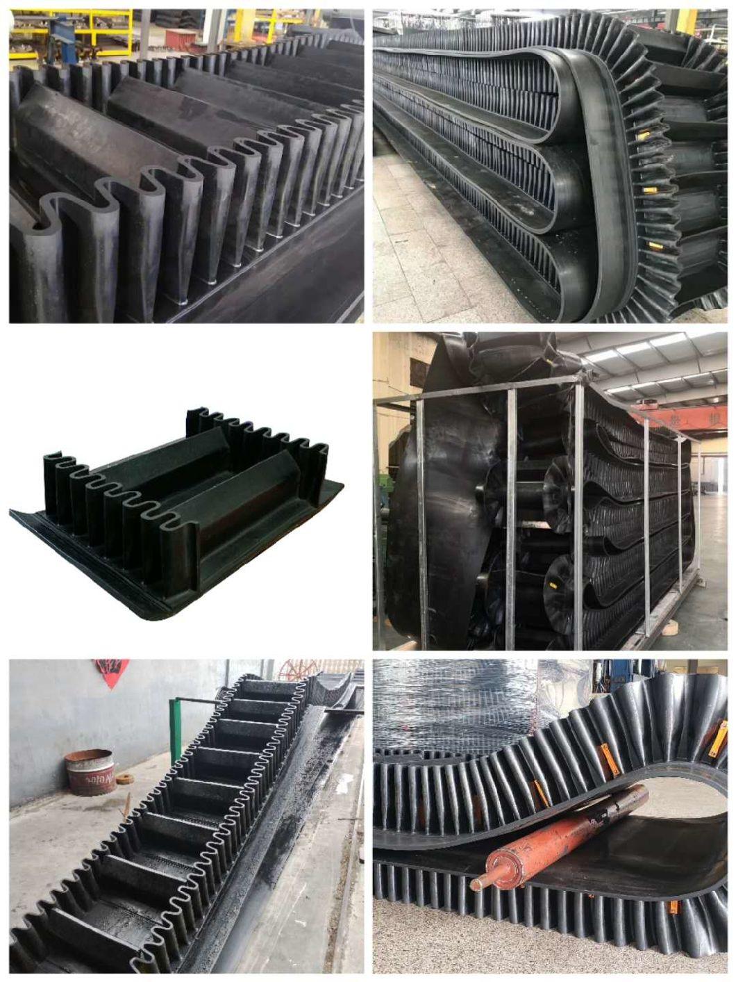 Steel Reinforced Steep Inclined Rubber Conveyor Belting with Sidewall for Indin Power Plants