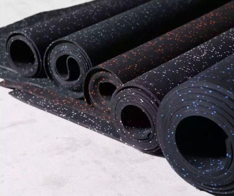 1.22mx12mx3mm Thickness 3-12mm Crossfit Popular Factory Customized Anti Vibration Shock Absorber EPDM Speckles Gym Rubber Flooring Roll