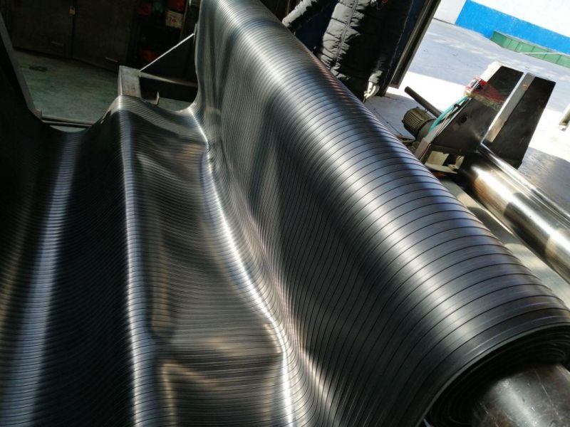 Black Anti-Slip Wide & Fine Ribbed Rubber Sheet