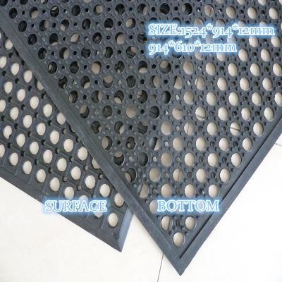 Standing Anti-Fatigue Comfort Mats, 3&prime; X 3&prime; Black Interlock Rubber Mat