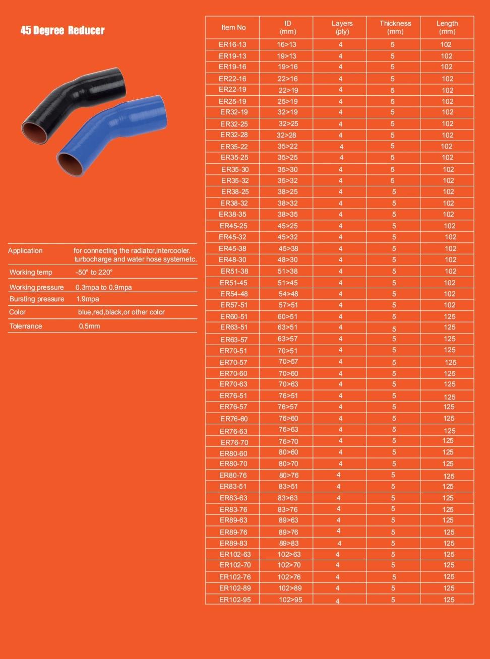 Single Hump Silicone Hose Intercooler Silicone Hose Turbo Silicone Hose 45 Degree Reducer Elbow Flexible Silicone Hose