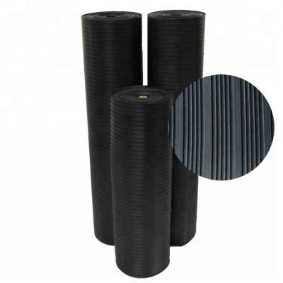 3mm 6mm 9mm Black Anti-Slip Electrical Insulation Ribbed Rubber Floor Mat