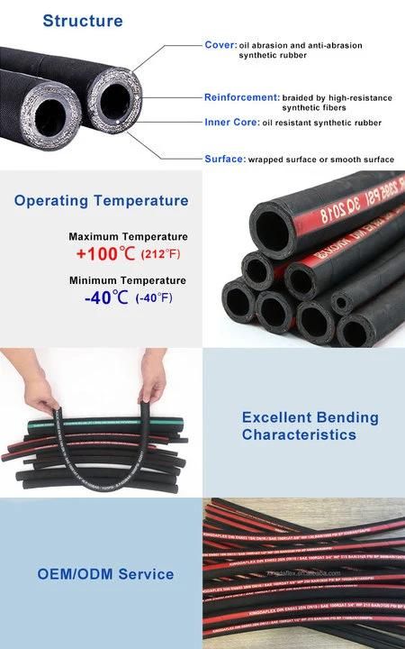 Wire Braided High Pressure Rubber Hydraulic Flexible Fuel Hose SAE100r1at/1sn