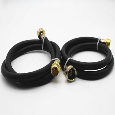 3/8&quot; Black Rubber Washing Machine Inlet Hose with Brass Fittings
