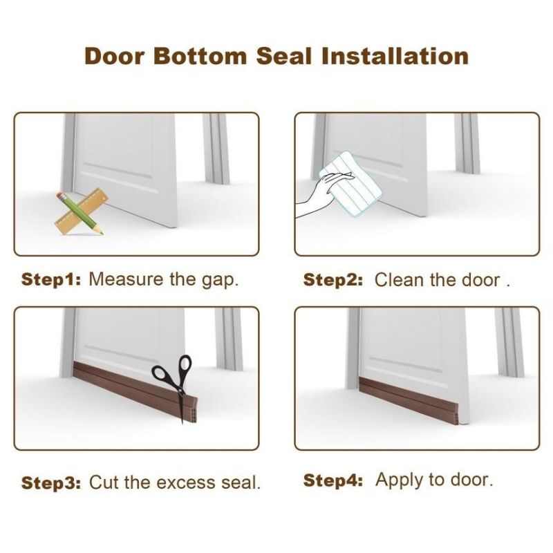 Energy Efficient Adhesive Under Door Silicone Sweep Weather Stripping Weatherproof Doors Bottom Seal Strip