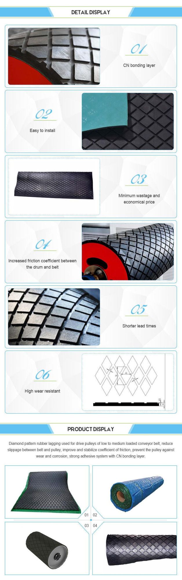 Diamond Rubber Pulley Lagging