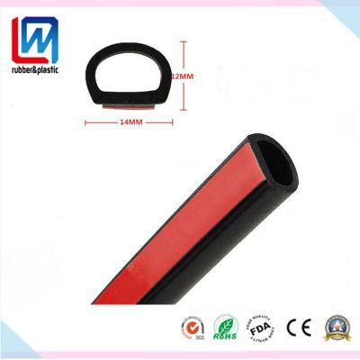 D Shape Rubber Sealing Strip Profile Extrusion with 3m Tape