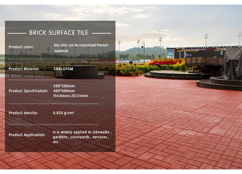 Outdoor Indoor Playground Rubber Tile / Playground Recycled Outdoor Rubber Patio Paver Tile Flooring