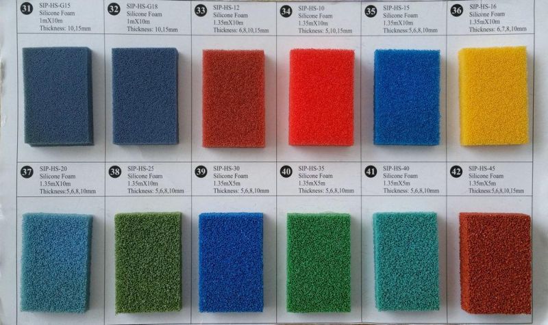 1.5-50mm X 0.1-1.5m X 1-20m Silicone Sponge Sheet, Silicone Foam Sheet with Close Cell Silicone Sponge, 10-40sh a, 0.5-1.0g/cm3, Backing Adhesive 3m (3A1002)