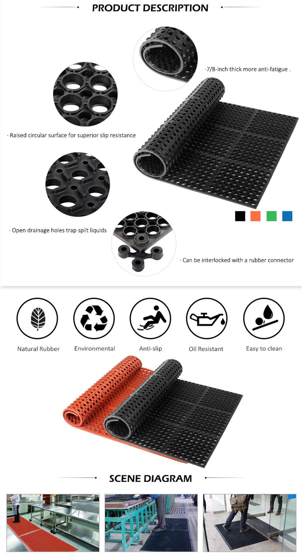 Rubber Floor Mats with Holes Anti Fatigue Drainage Mat