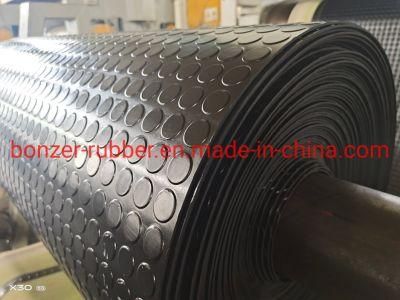 Black Anti-Slip Round Coin Pattern Nr/SBR Material Rubber Sheet