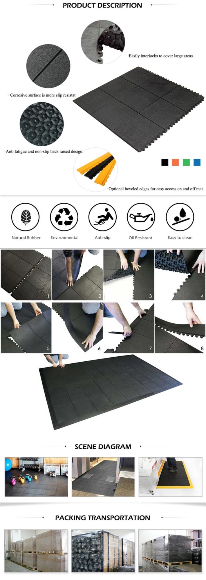 Good Quality Anti Slip Anti Fatigue Workshop Mat for Dry Area Air Step