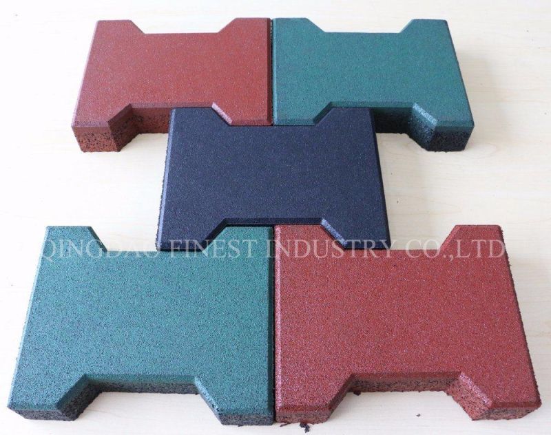 Dog-Bone Paver Flooring Anti-Vibration Shock Absorbent Outdoor Rubber Bricks