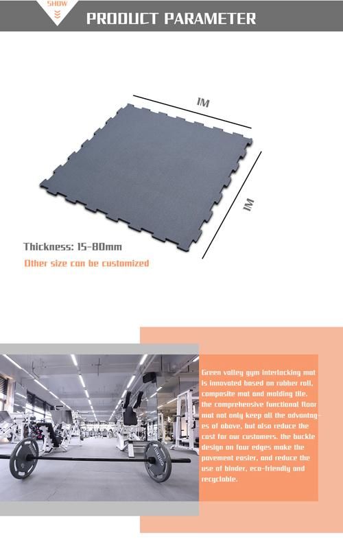 Interlock Visible Gym Rubber Floor Movable Interlocking Rubber Mat Tiles