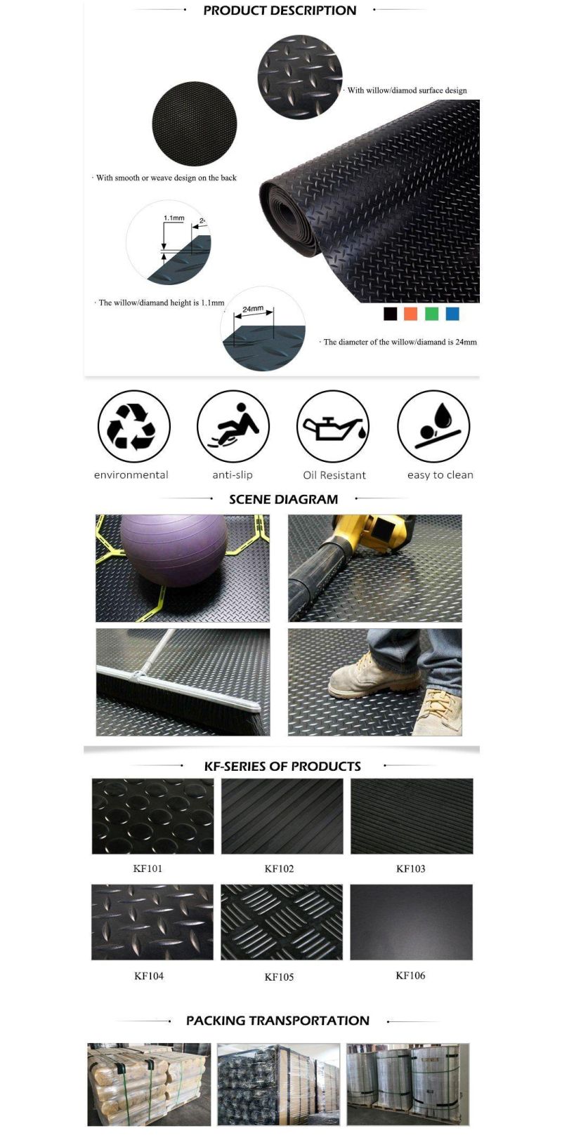 Checkered Rubber Flooring Anti Slip Rubber Sheet