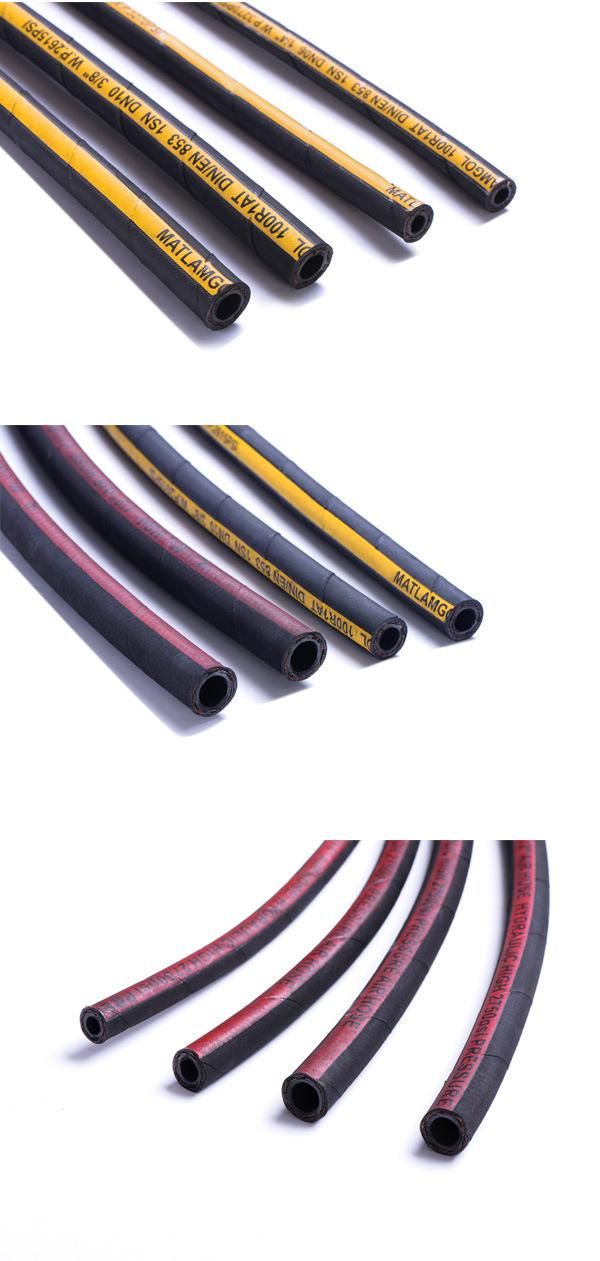R1 R2 DIN / SAE Industria Steel Wire Braid Rubber Hydraulic Hose