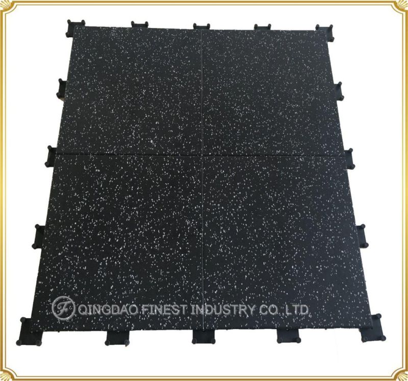2019 China Manufacturer Wholesale New Style Composite Premium Crossfit Rubber Gym Tile Mat Flooring with Plastic Locking Parts for Gyms Fitness Equipment