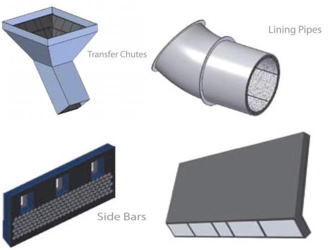 Chute Ceramic Wear Lining Panel High Impact Rubber Liner