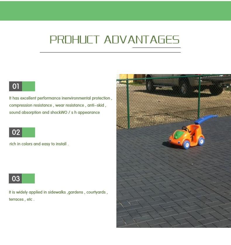 Outdoor Indoor Playground Rubber Tile / Playground Recycled Outdoor Rubber Patio Paver Tile Flooring