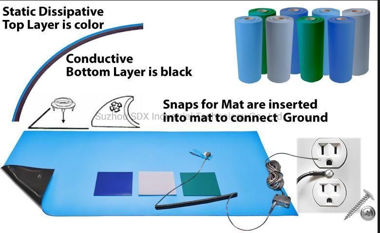 ESD Matting Natural Rubber Sheet ESD Antistatic Table Mat Floor for Cleanroom