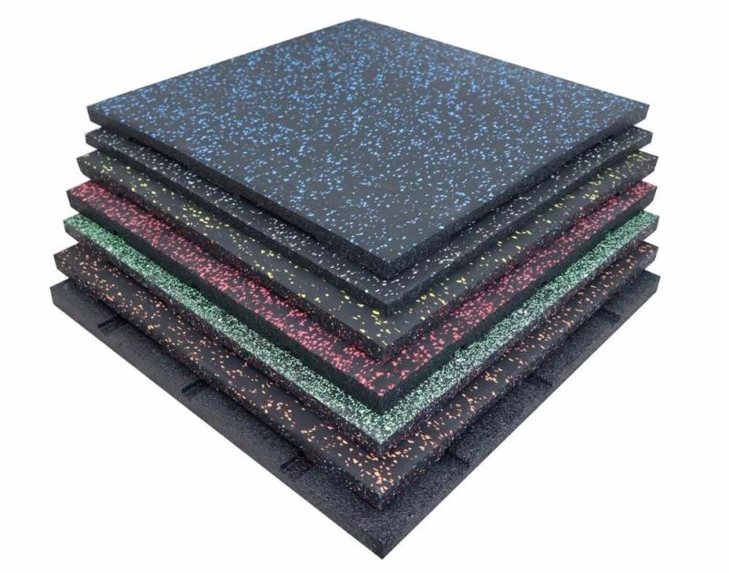 Colorful Inter-Locked Rubber Gym Floor Tile / Crossfit Rubber Gym Mats