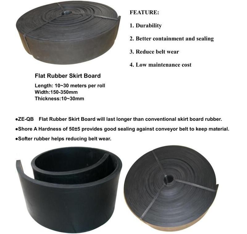 Belt Conveyor Polyurethane Rubber Dual Seal Skirt Board Conveyor Belt Skirt Rubber